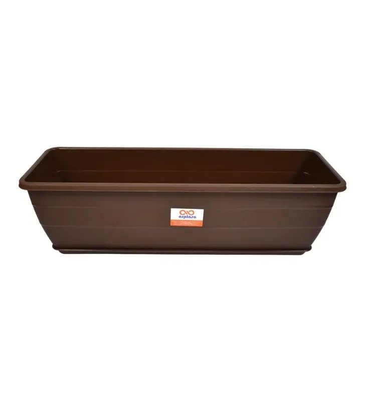 Jardinera Rectangular Grande Arplasa – Maceta Chocolate con Plato