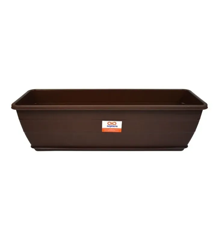 Jardinera Rectangular Grande Arplasa – Maceta Chocolate con Plato
