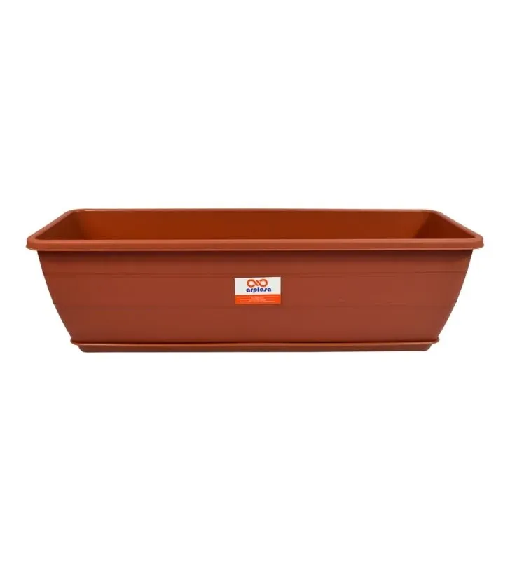 Jardinera Rectangular Grande Arplasa – Maceta Terracota con Plato