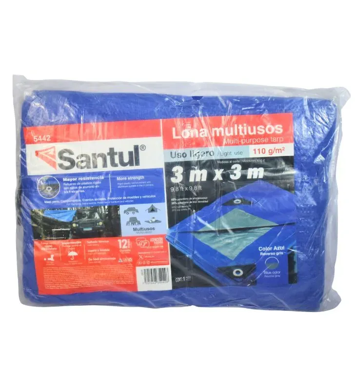 Lona Multiusos Santul 5442 – 3 m x 3 m color Azul, con Protección UV