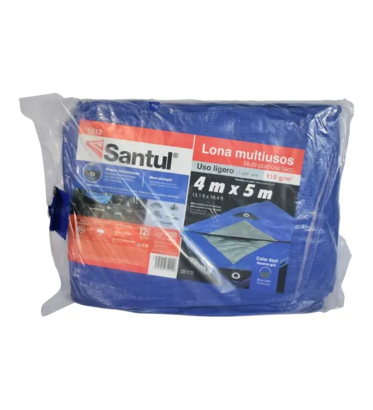 Lona Multiusos Santul 5412 – 4x5 M Azul, 110 g/m², Protección UV