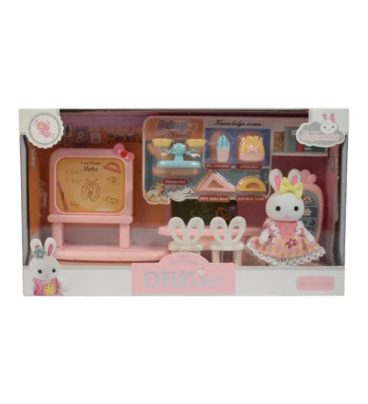Juego de Mascota Conejita en la Escuela Bay Dreamy 6670 – Pizarrón y Sillas