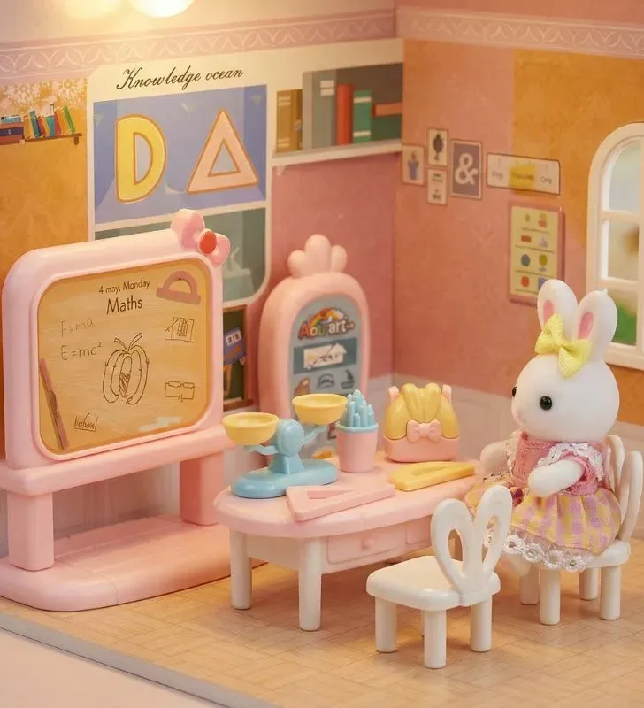 Juego de Mascota Conejita en la Escuela Bay Dreamy 6670 – Pizarrón y Sillas