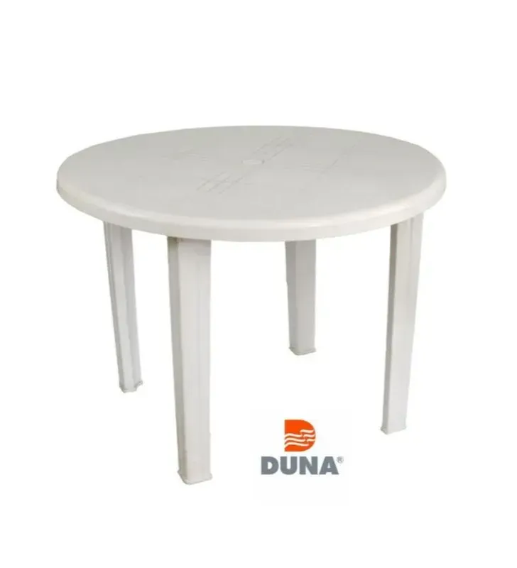 Mesa redonda Duna Garda 100 cm – Blanca, desmontable y resistente