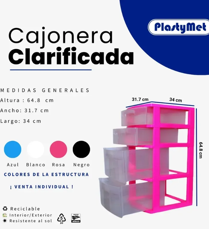 Cajonera PlastyMet Jumbo 3 Niveles – Colores Clarificados