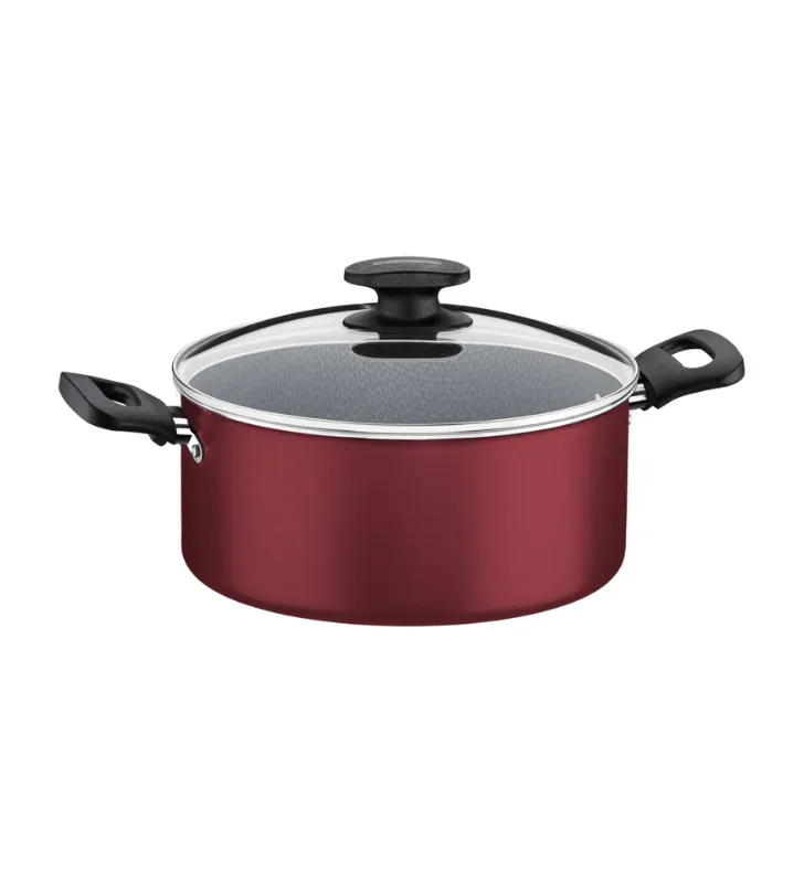 Cacerola Tramontina Loreto 22 cm Roja con Tapa – 3.7L