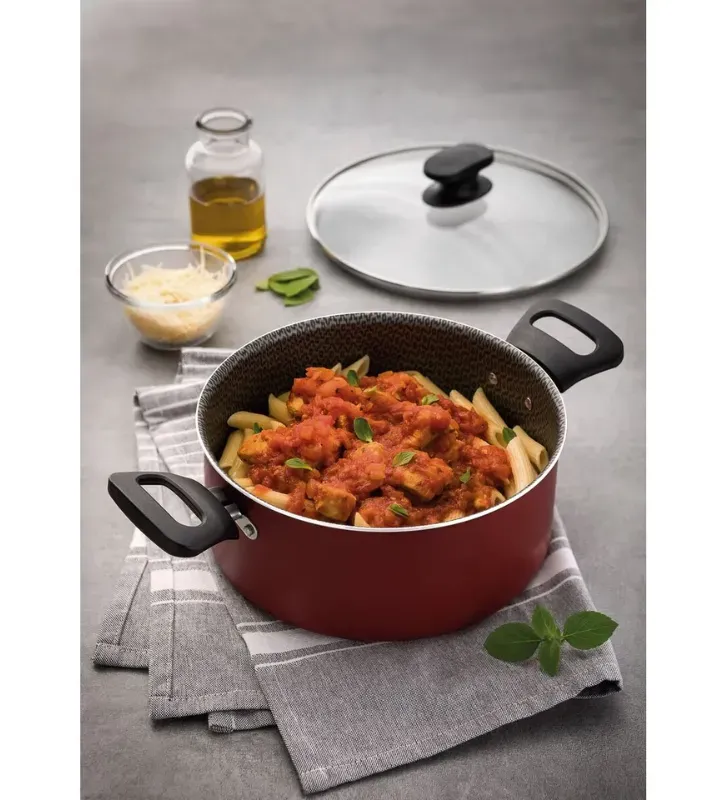 Cacerola Tramontina Loreto 22 cm Roja con Tapa – 3.7L