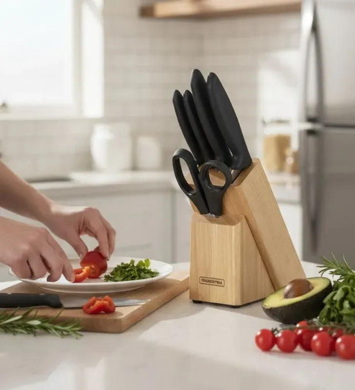 Juego de Cuchillos Tramontina Plenus con Soporte de Madera - 6 pzas