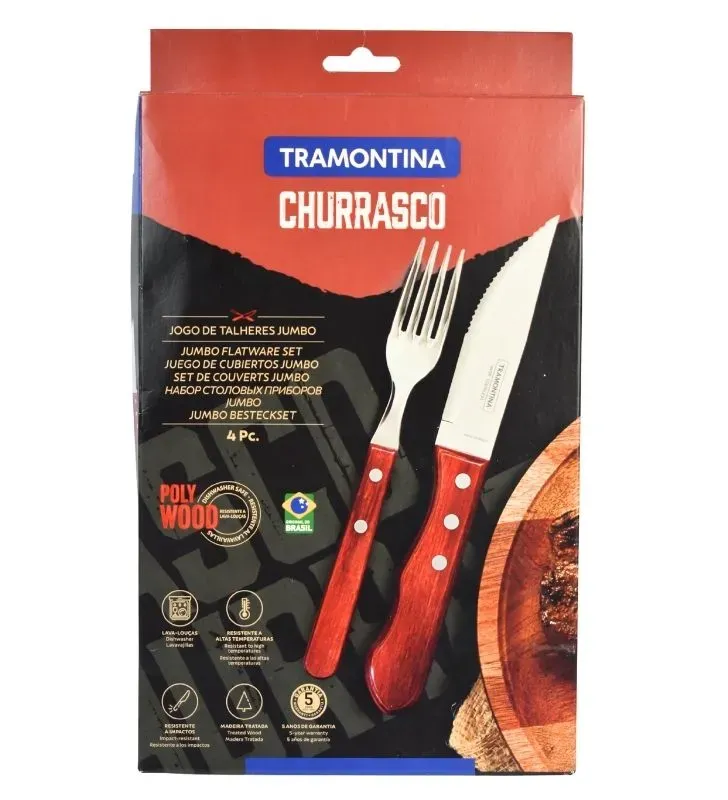 Juego para Asado Tramontina Jumbo Polywood 4 pzas - 21198/708