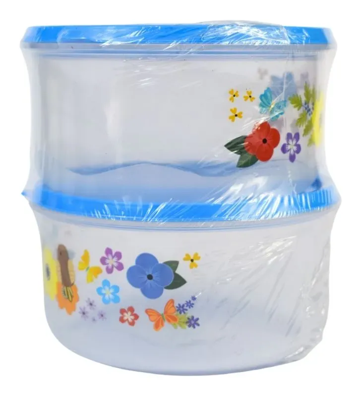 Set 2 Herméticos Redondos Grandes Plastiapan 1.18L - HER003