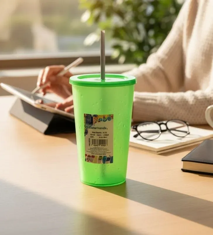 Vaso Estadio 32 oz con Tapa y Popote Plastiapan - Varios Colores