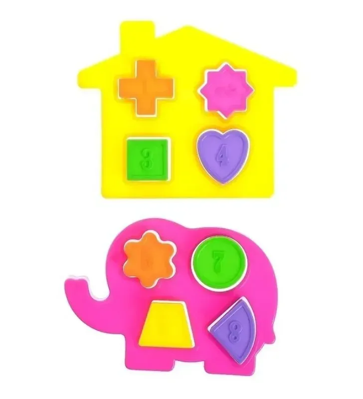 Set Construcción Kimbo 000369 - Casa, Elefante y Tren 15 pz