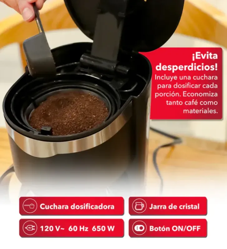 Cafetera Eléctrica RCA RC-CAF1 - 650ml con Jarra de Cristal