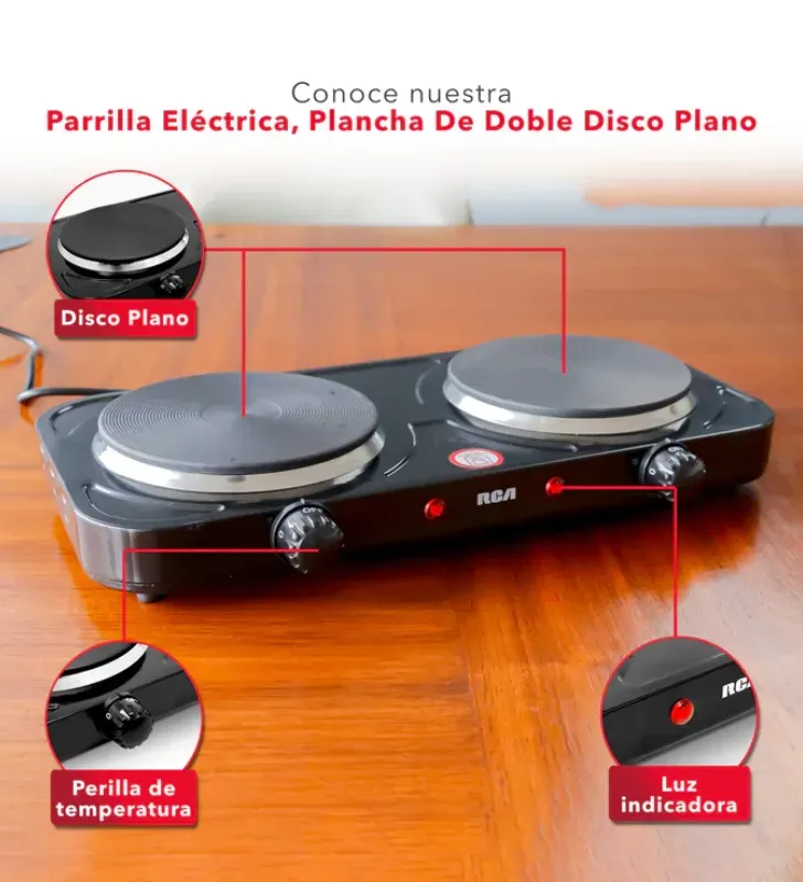 Parrilla Eléctrica RCA RC2000N - Doble Disco 2000W