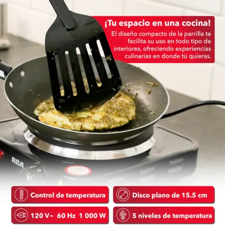 Parrilla Eléctrica RCA RC1000N - 1000W Disco de 15.5cm