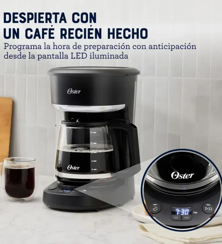 Cafetera Programable Oster 12 Tazas LED - Ref. 2217257