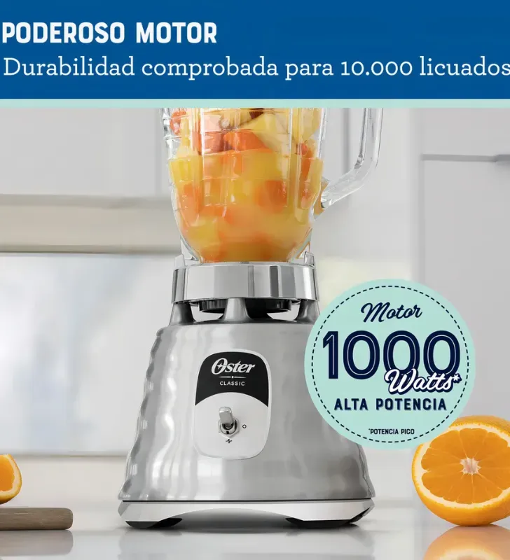 Licuadora Oster Clásica 1000W - Vaso de Vidrio 1.25L