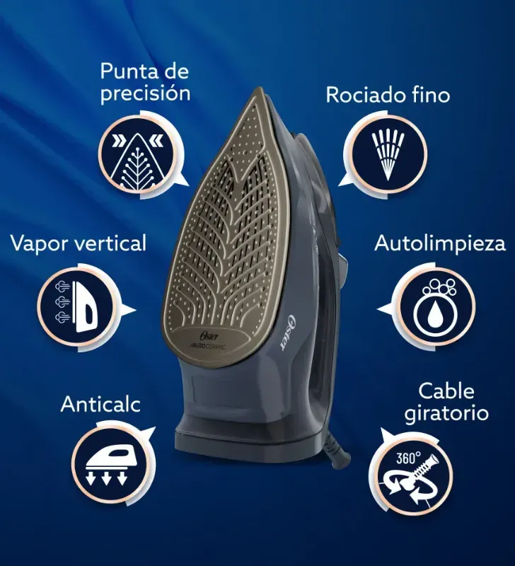 Plancha Oster Aero Serie 127V - Punta de Precisión y Anti-Calc