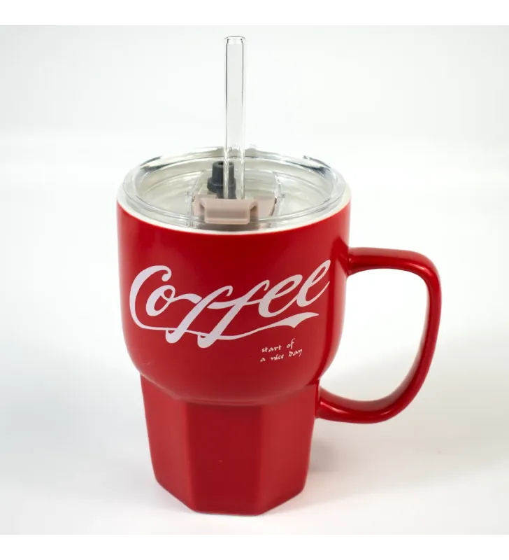 TARRO PARA CAFE ROJO/BLANCO