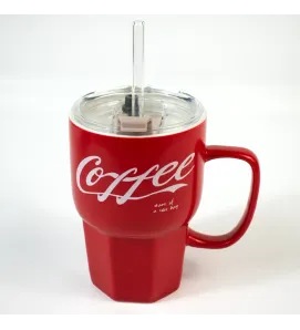 TARRO PARA CAFE ROJO/BLANCO