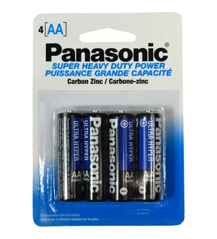 Pilas Panasonic AA - Paquete de 4 Piezas de Carbón