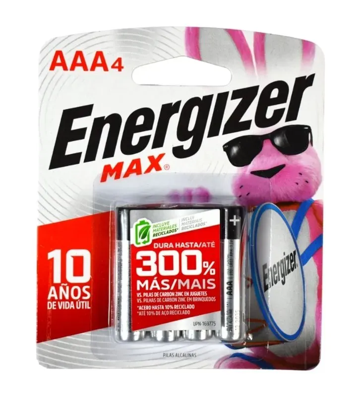 Pilas Energizer MAX AAA - Paquete 4 Piezas Alcalinas
