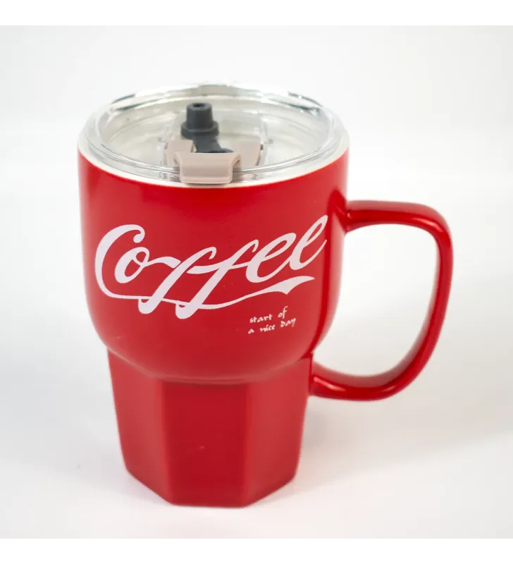 TARRO PARA CAFE ROJO/BLANCO