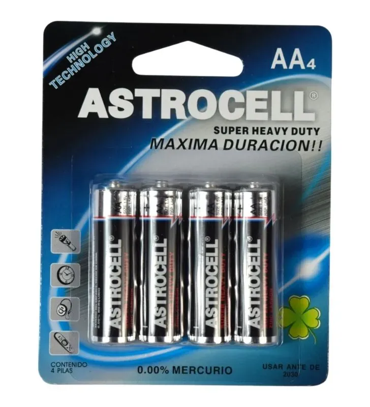 Pilas Astrocell AA - Paquete 4 Piezas Super Heavy Duty