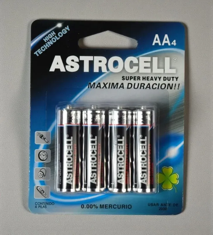Pilas Astrocell AA - Paquete 4 Piezas Super Heavy Duty