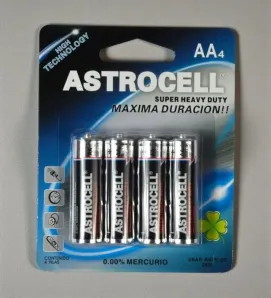 Pilas Astrocell AA - Paquete 4 Piezas Super Heavy Duty
