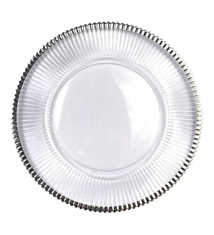 Plato Base Venecia Filo Plata Vittori - Plástico Resistente