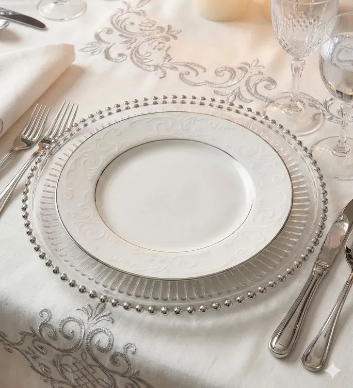 Plato Base Perla Filo Plata Vittori - 3710P Plástico