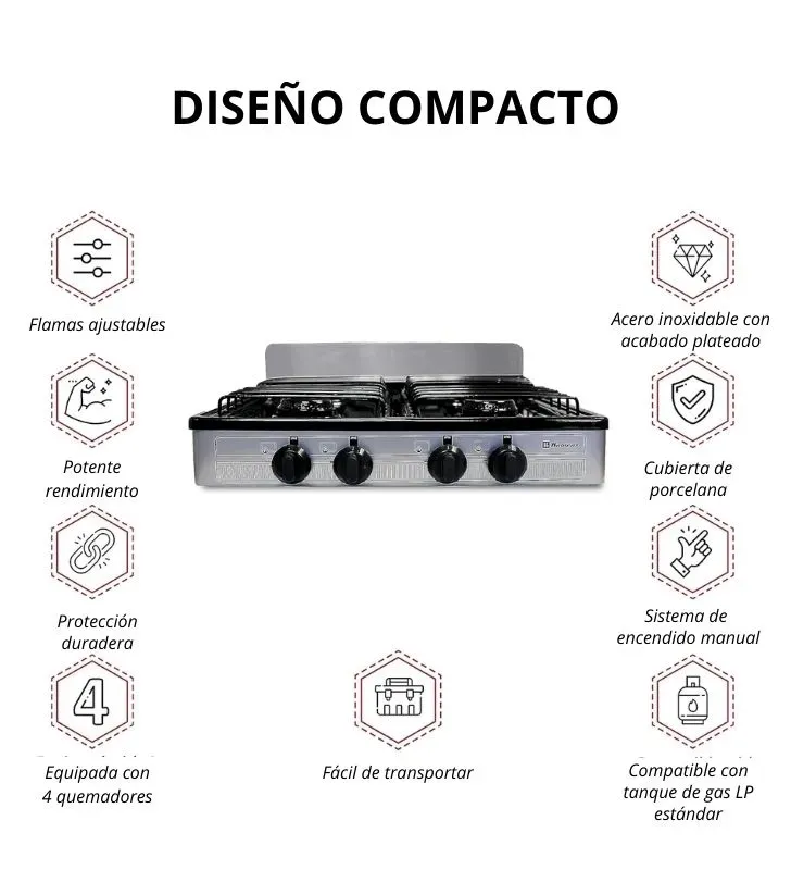 Parrilla Koblenz Victoria PSK-400S - 4 Quemadores Silver