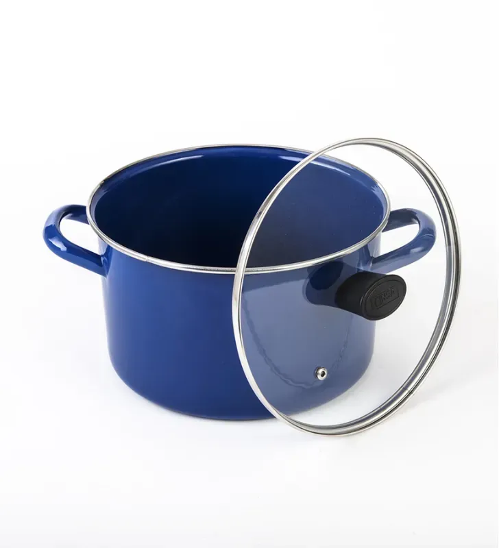 Olla Recta Cinsa Praktica 22 cm Azul - 5 Litros con Tapa de Vidrio