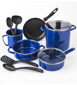 Batería Cinsa Praktica 11 Pzas Azul - Acero Vitrificado y Vidrio