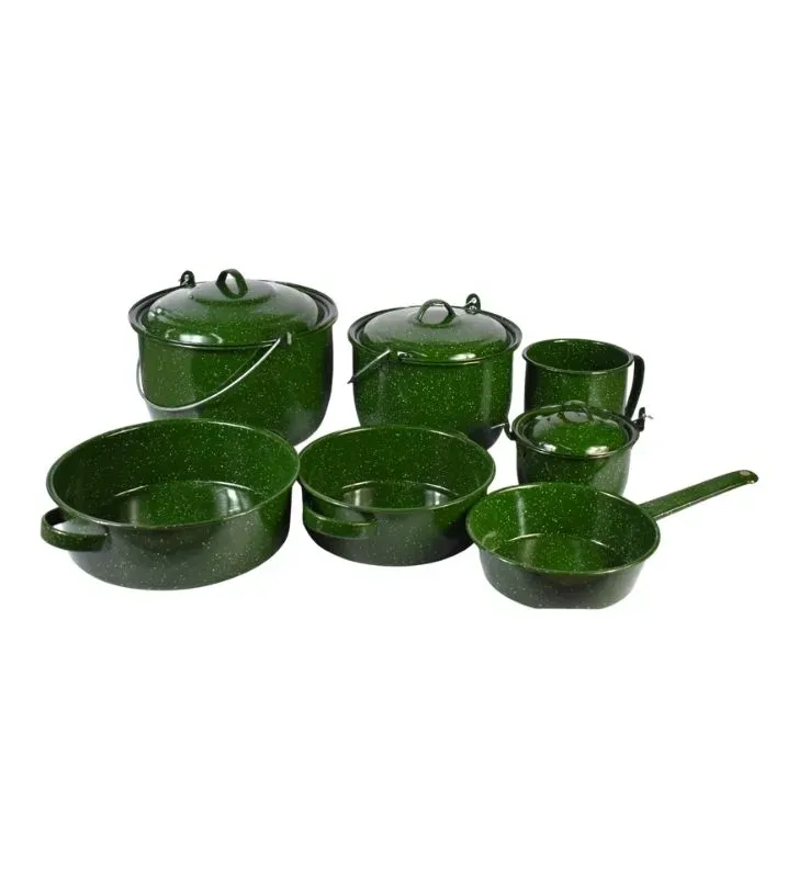 Batería Fernanda Cinsa 10 Pzas Verde Jaspeado - Peltre Clásico