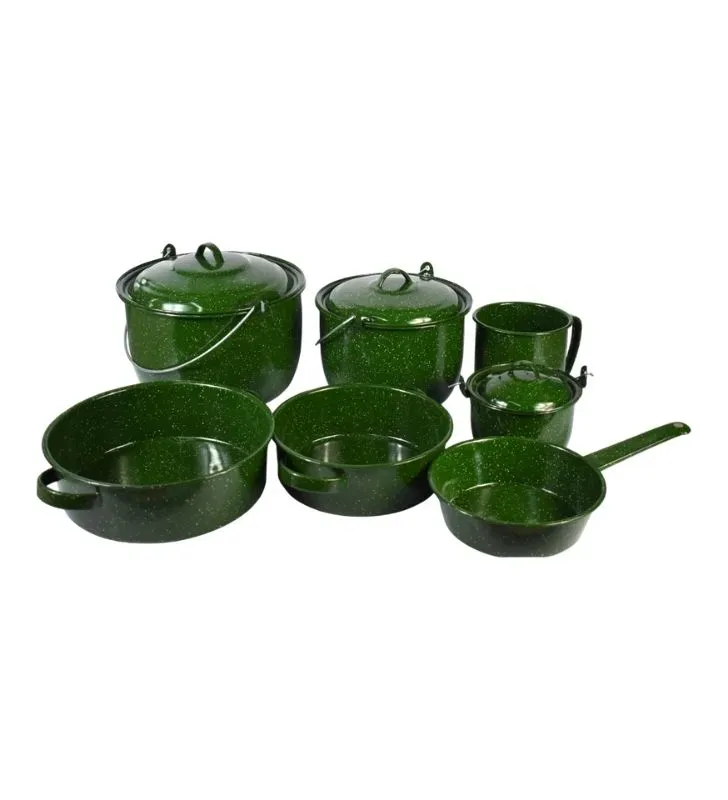 Batería Fernanda Cinsa 10 Pzas Verde Jaspeado - Peltre Clásico