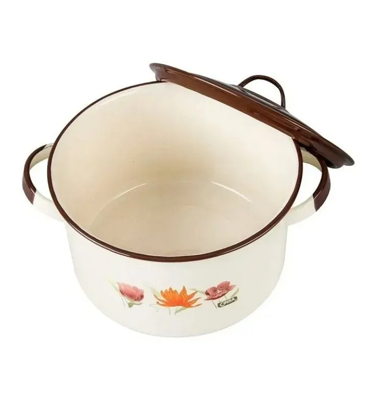 Olla Recta Cinsa 22 cm Crema Jaspeado - 5.5 Litros