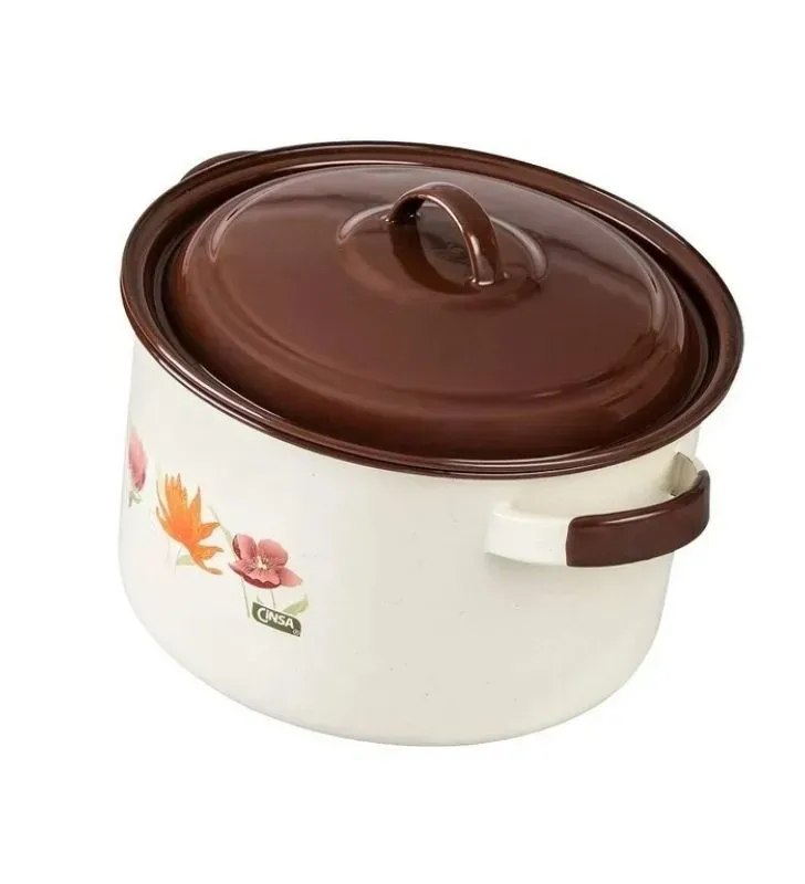 Olla Recta Cinsa 22 cm Crema Jaspeado - 5.5 Litros