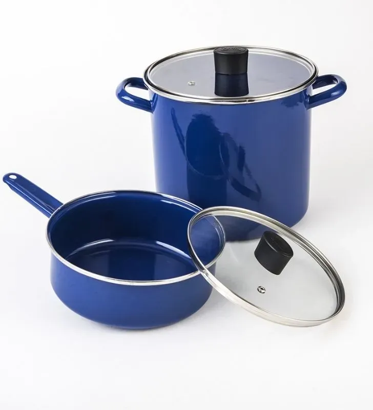 Batería Cinsa Praktica 11 Pzas Azul - Acero Vitrificado y Vidrio