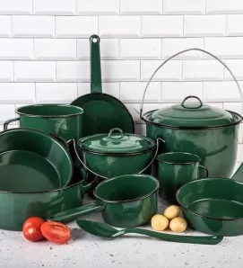 Batería Chiapaneca Cinsa 12 Pzas Verde Green - Peltre Clásico