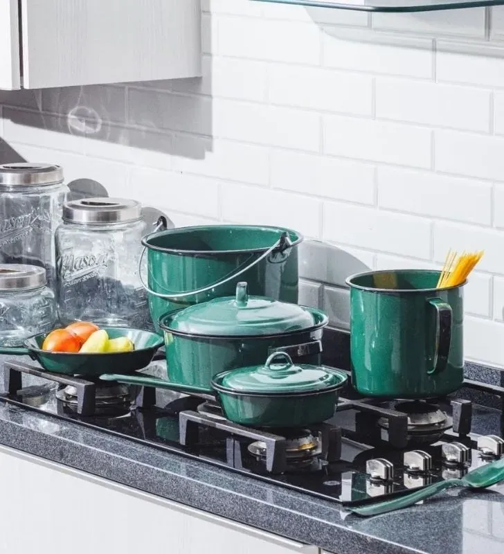Batería Chiapaneca Cinsa 12 Pzas Verde Green - Peltre Clásico