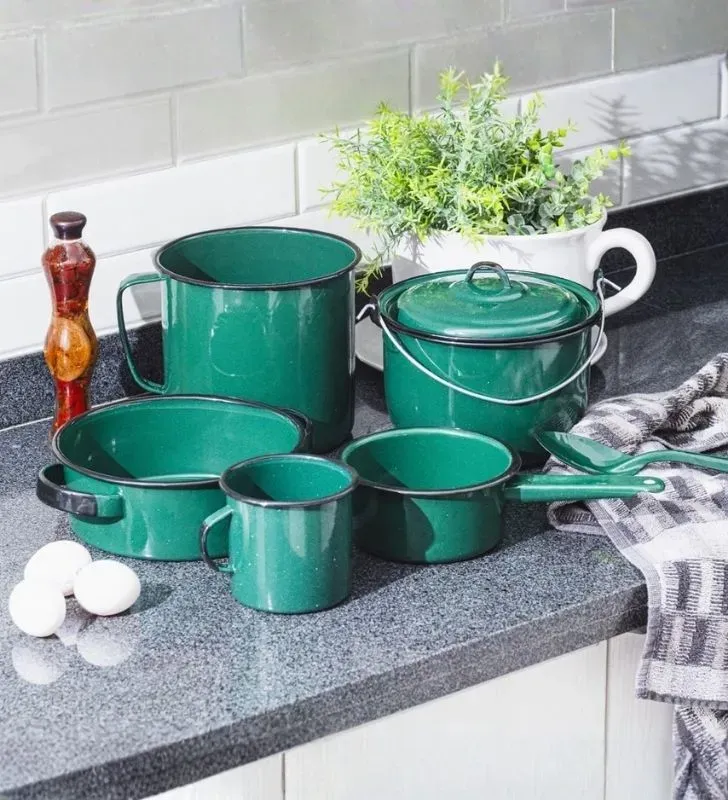 Batería Chiapaneca Cinsa 12 Pzas Verde Green - Peltre Clásico