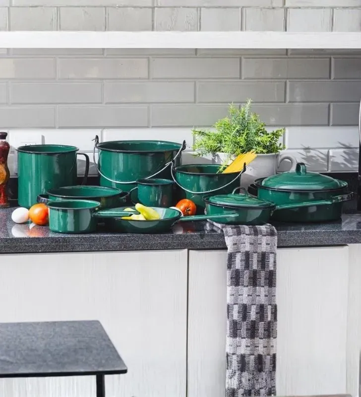 Batería Chiapaneca Cinsa 12 Pzas Verde Green - Peltre Clásico