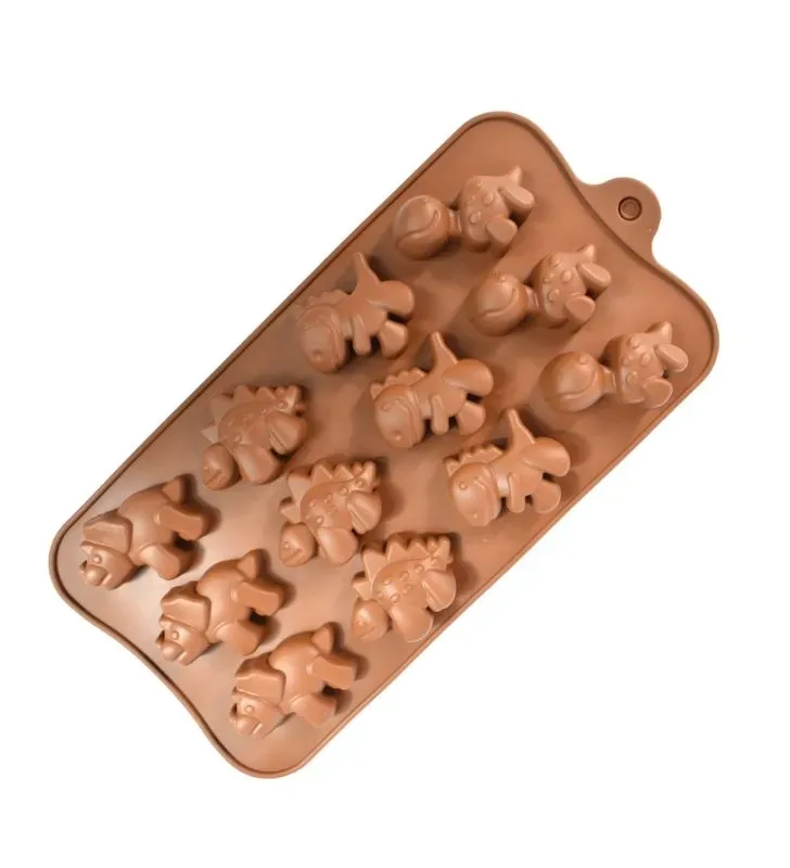 Molde de Silicona Dinosaurios para Chocolate Plastihome AZ-5103