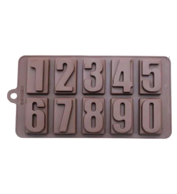 Molde de Silicona Números 0-9 Plastihome AZ-5107 - Chocolate