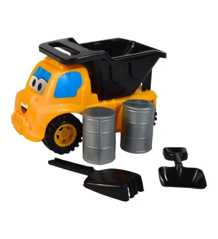 Camión Volteo Kikin Jumbo Amarillo - Set con Pala y Rastrillo