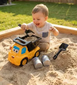 Camión Volteo Kikin Jumbo Amarillo - Set con Pala y Rastrillo