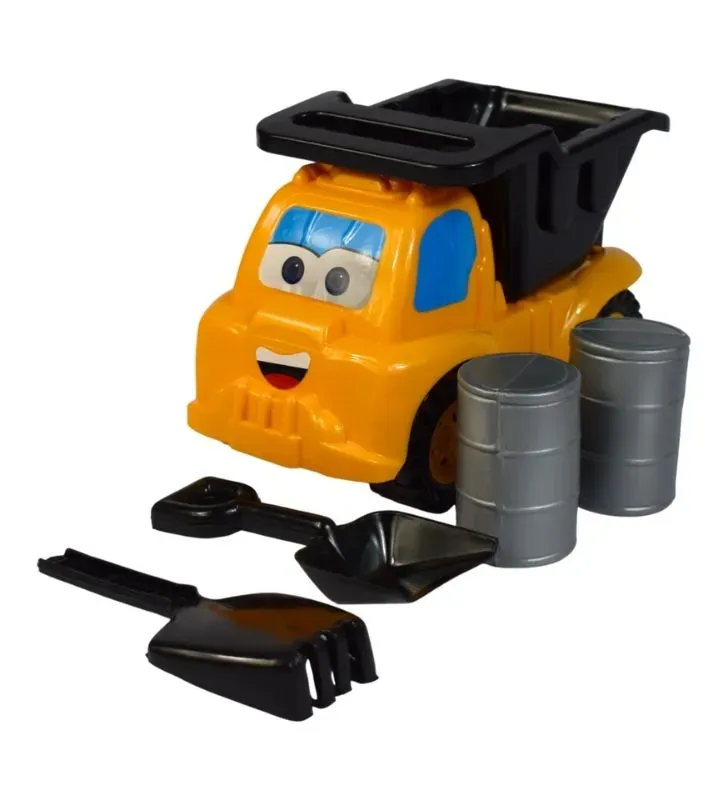 Camión Volteo Kikin Jumbo Amarillo - Set con Pala y Rastrillo
