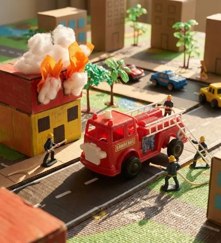 Camión de Bomberos Mediano con Copete - JUGUETES NACIONALES